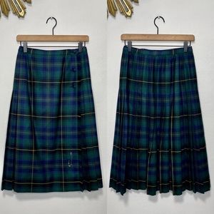 ALJean Plaid Midi Pleated Skirt